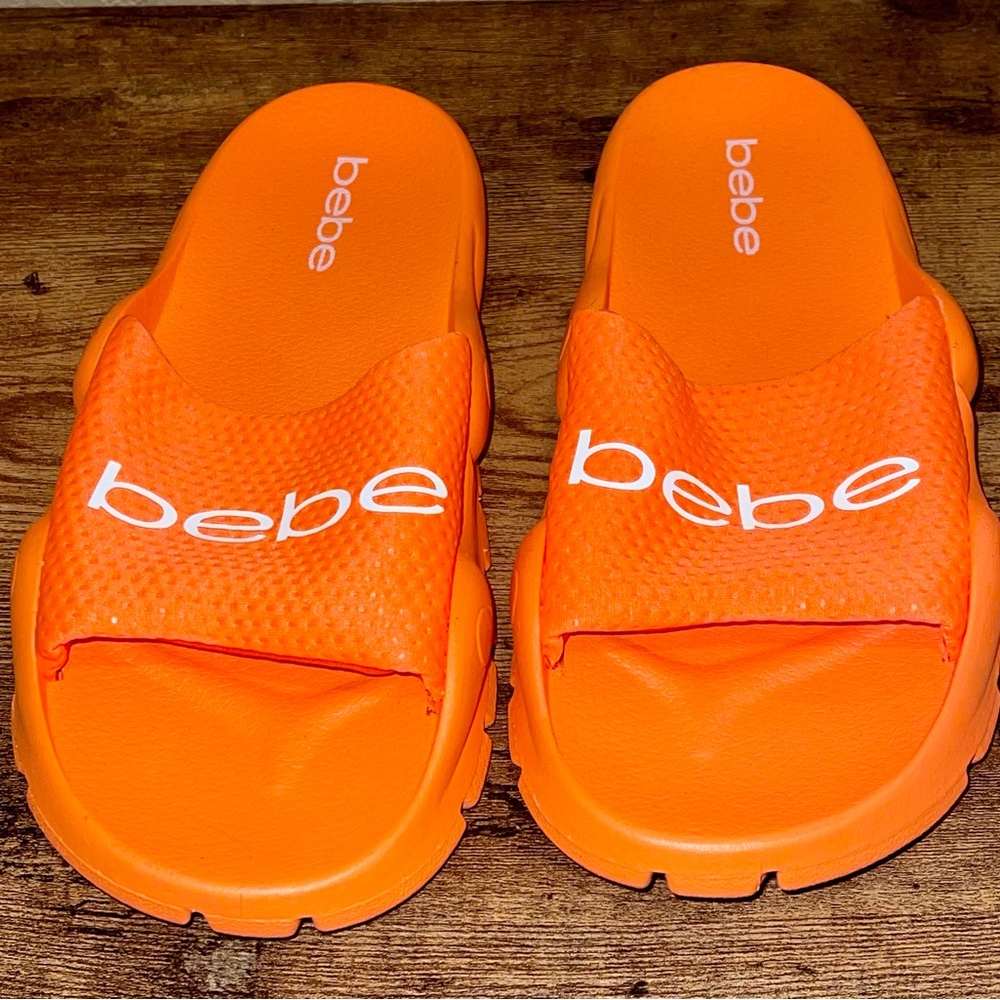 Bebe Bold Orange Slide Sandals